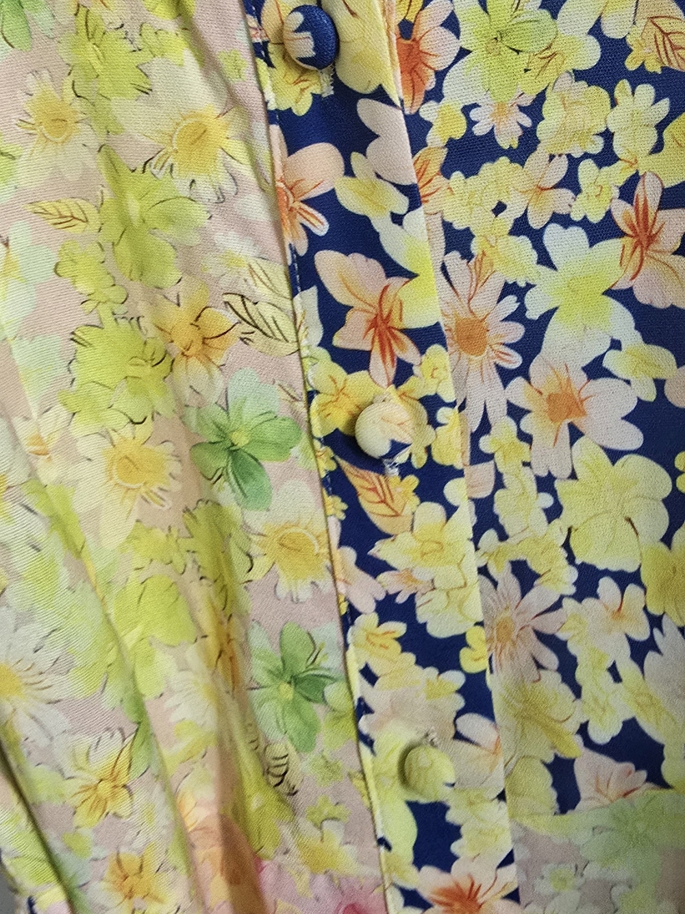 Everly Floral Maxi Wrap Dress in Yellow and Navy - Picture 6 of 6
